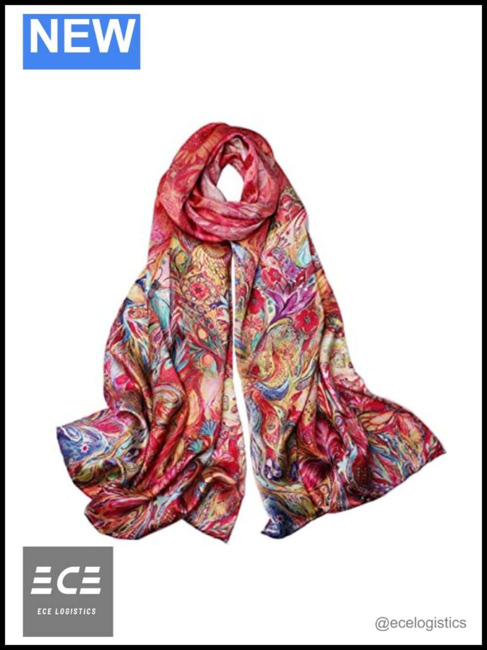 100% Mulberry Silk Long Scarf Women Floral Fashion Wrap 67x21